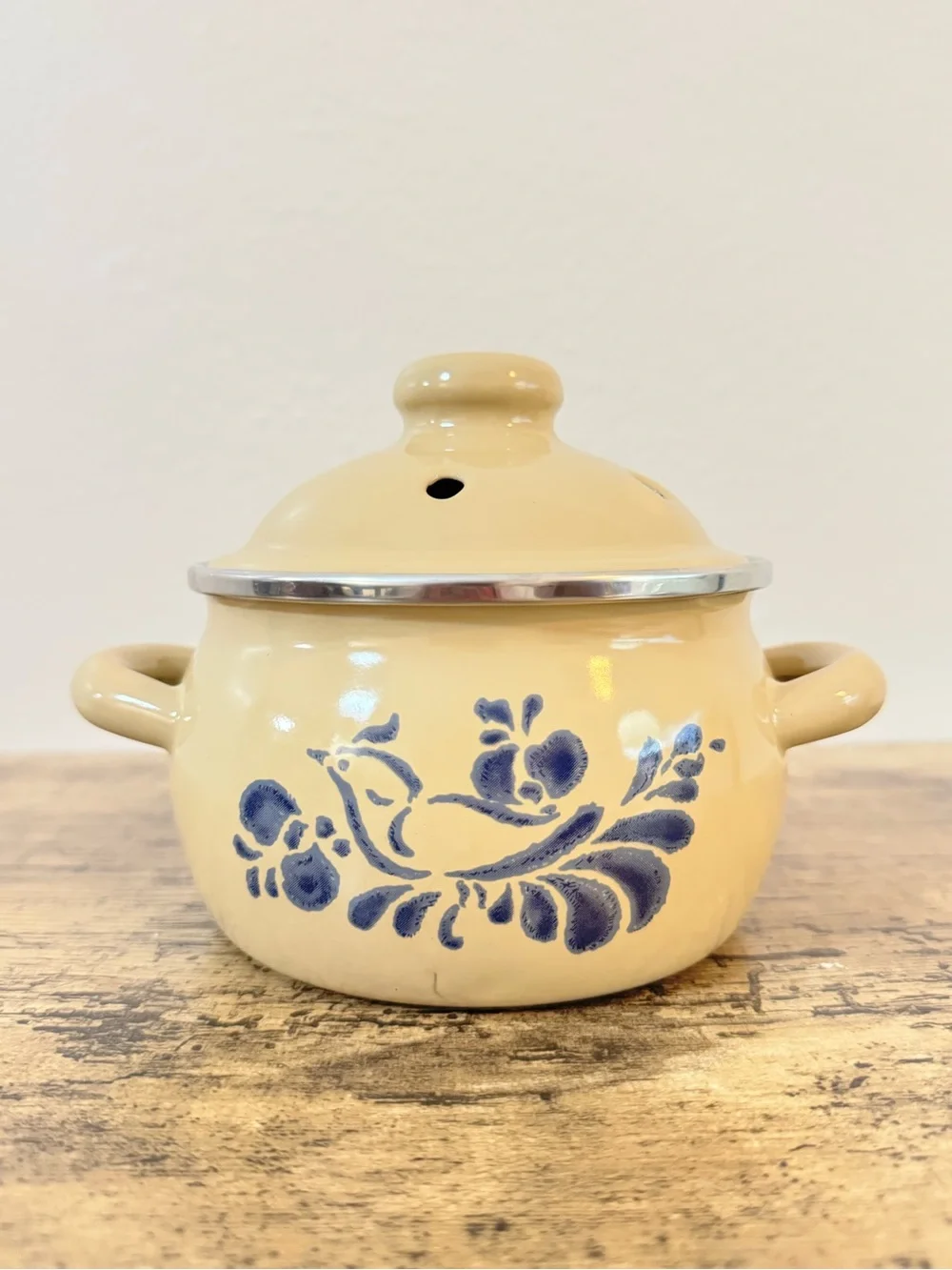 Vintage Pfaltzgraff Yorktowne Garlic Keeper with Lid | Blue Bird